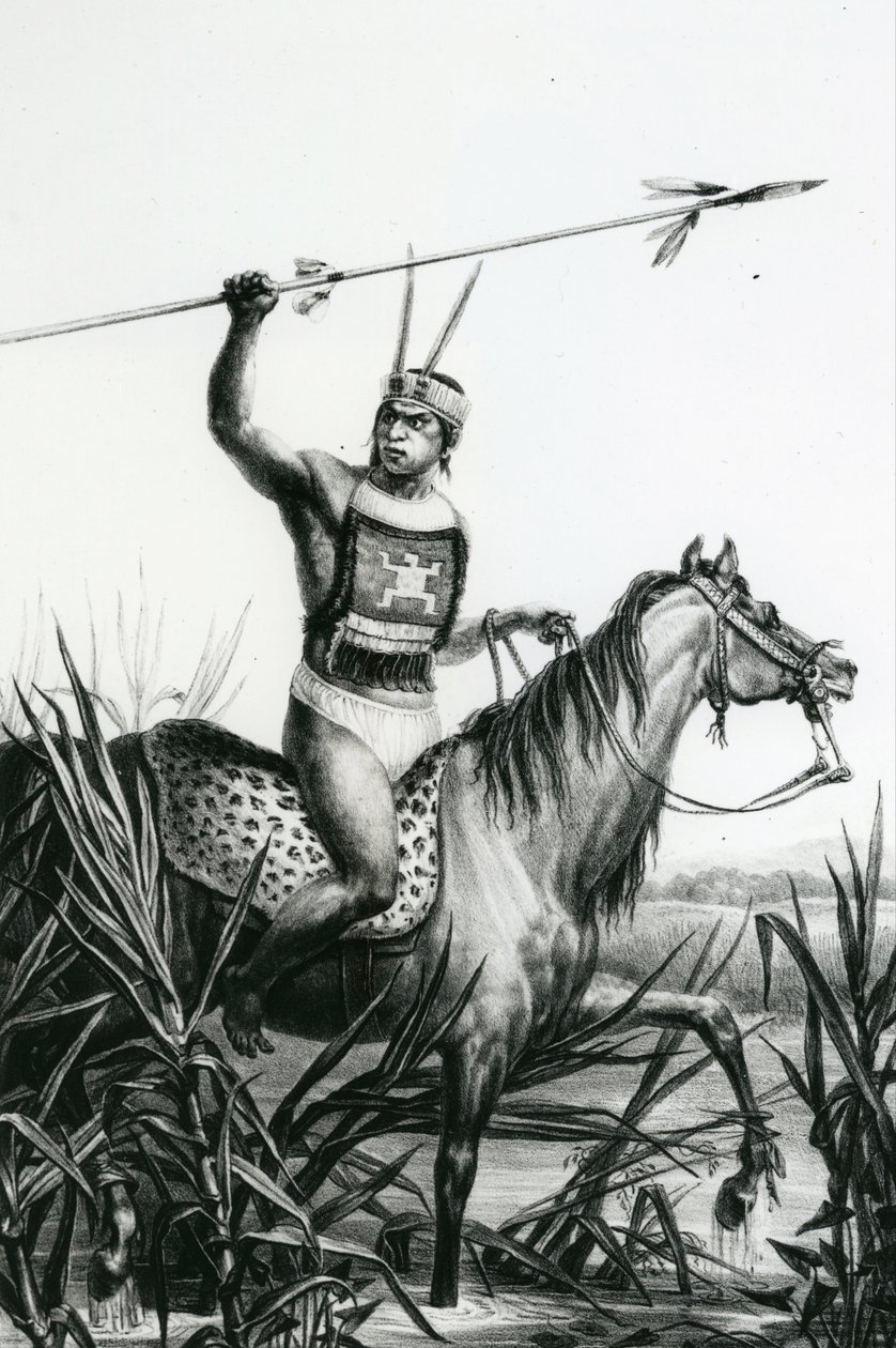 Chefe dos Charruas da &39;Viagem Histórica e Pitoresca ao Brasil&39; de Jean Baptiste Debret, 1834 de Charles Etienne Pierre Motte