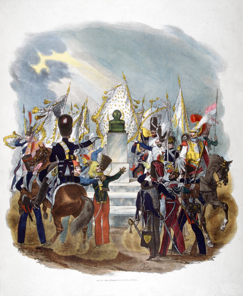 Diferentes uniformes e regimentos do exército francês, 1823. de Charles Etienne Pierre Motte