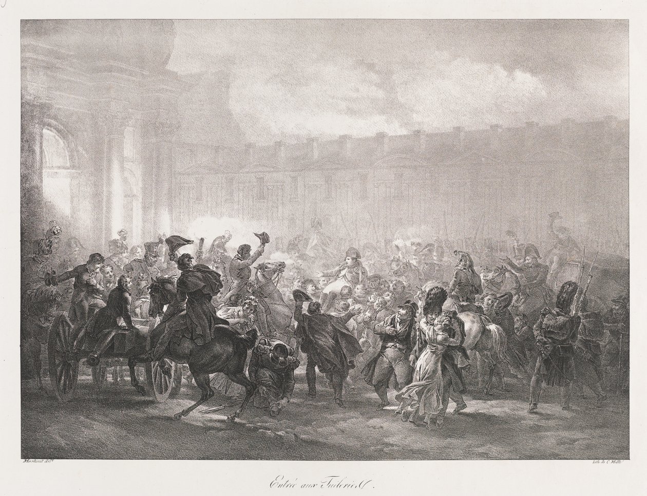 Entrada das Tuileries, início do século XIX (Litho) de Charles Etienne Pierre Motte