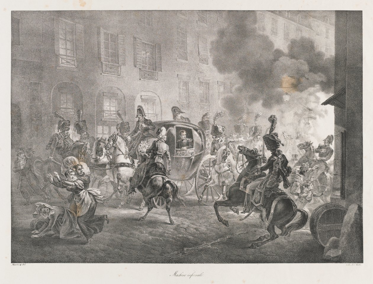 Máquina Infernal, início do século XIX (litho) de Charles Etienne Pierre Motte