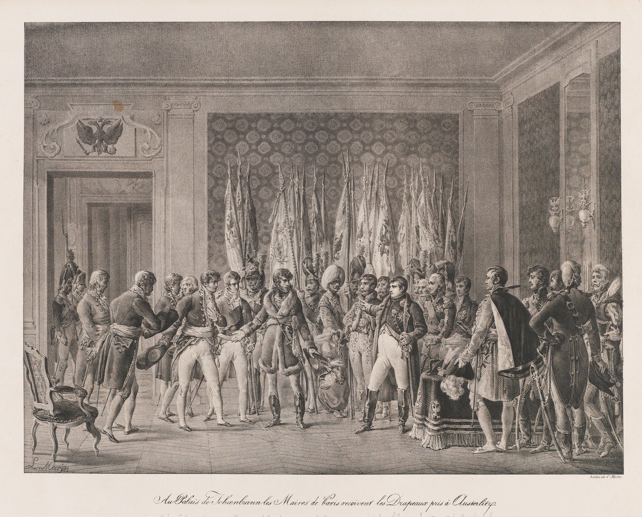 Maires de Paris, Bandeira Receptor de Austerlitz,
início do século XIX (litho) de Charles Etienne Pierre Motte