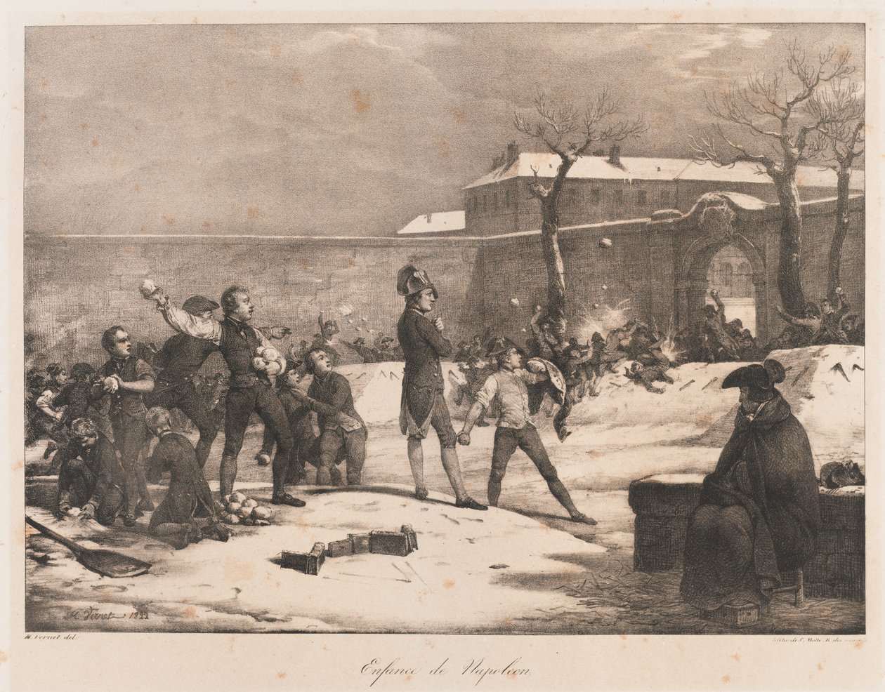 A infância de Napoleão, início do século XIX (Litho) de Charles Etienne Pierre Motte