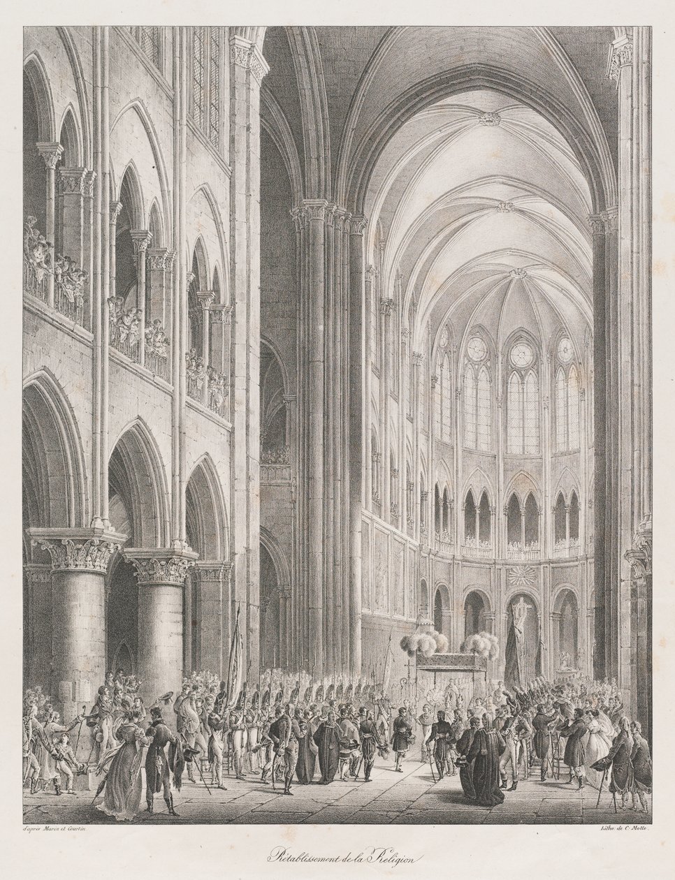 Restabelecimento da Igreja, início do 19
século (litho) de Charles Etienne Pierre Motte