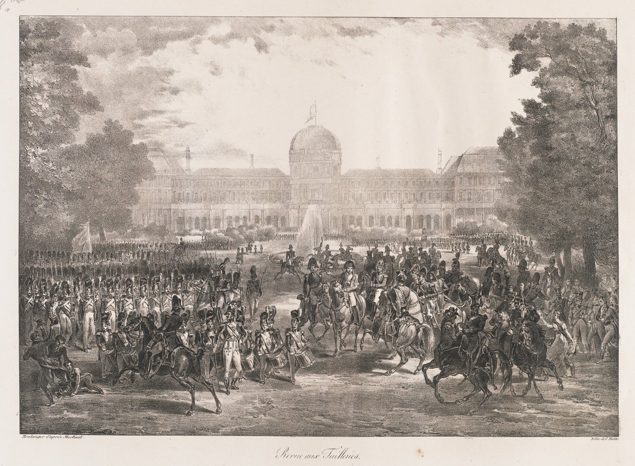Revisão das Tuileries, início do século XIX (litho) de Charles Etienne Pierre Motte