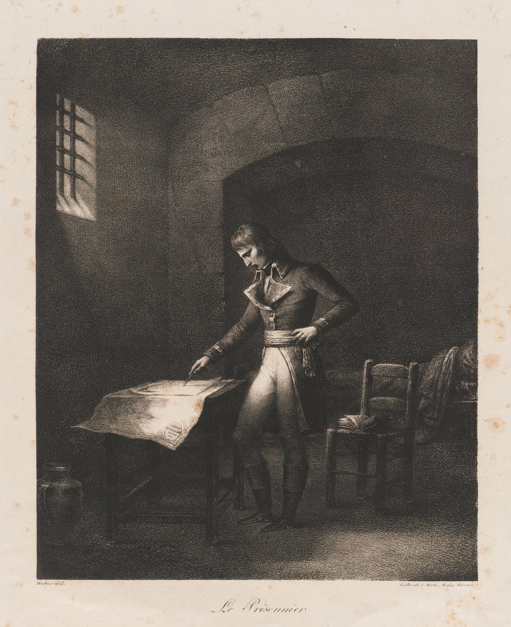 O Preso, início do século XIX (litho) de Charles Etienne Pierre Motte