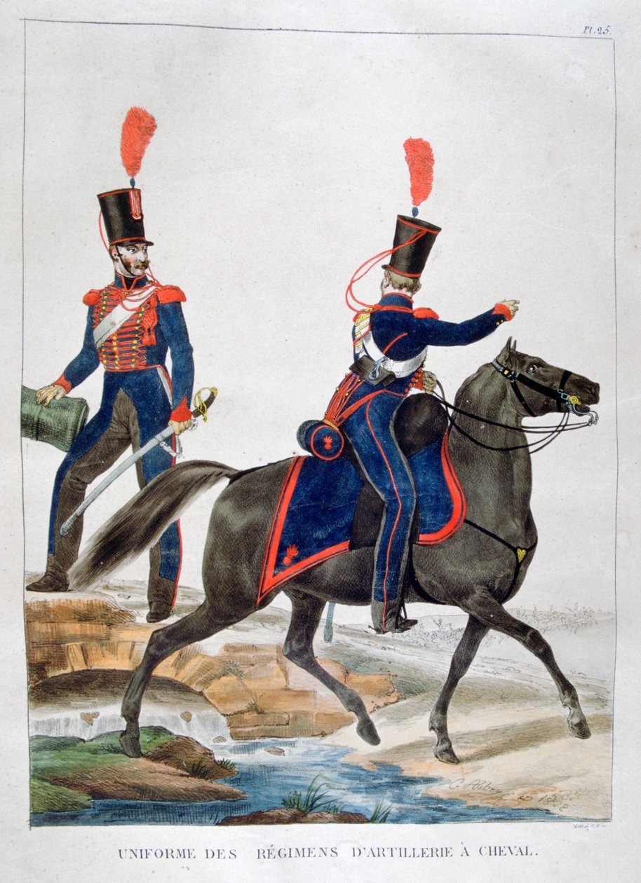 Uniforme de um regimento de artilharia de cavalos, França, 1823. de Charles Etienne Pierre Motte