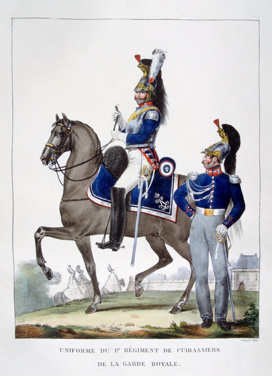 Uniforme do 1º Regimento de Chasseurs da guarda real, França, 1823. de Charles Etienne Pierre Motte