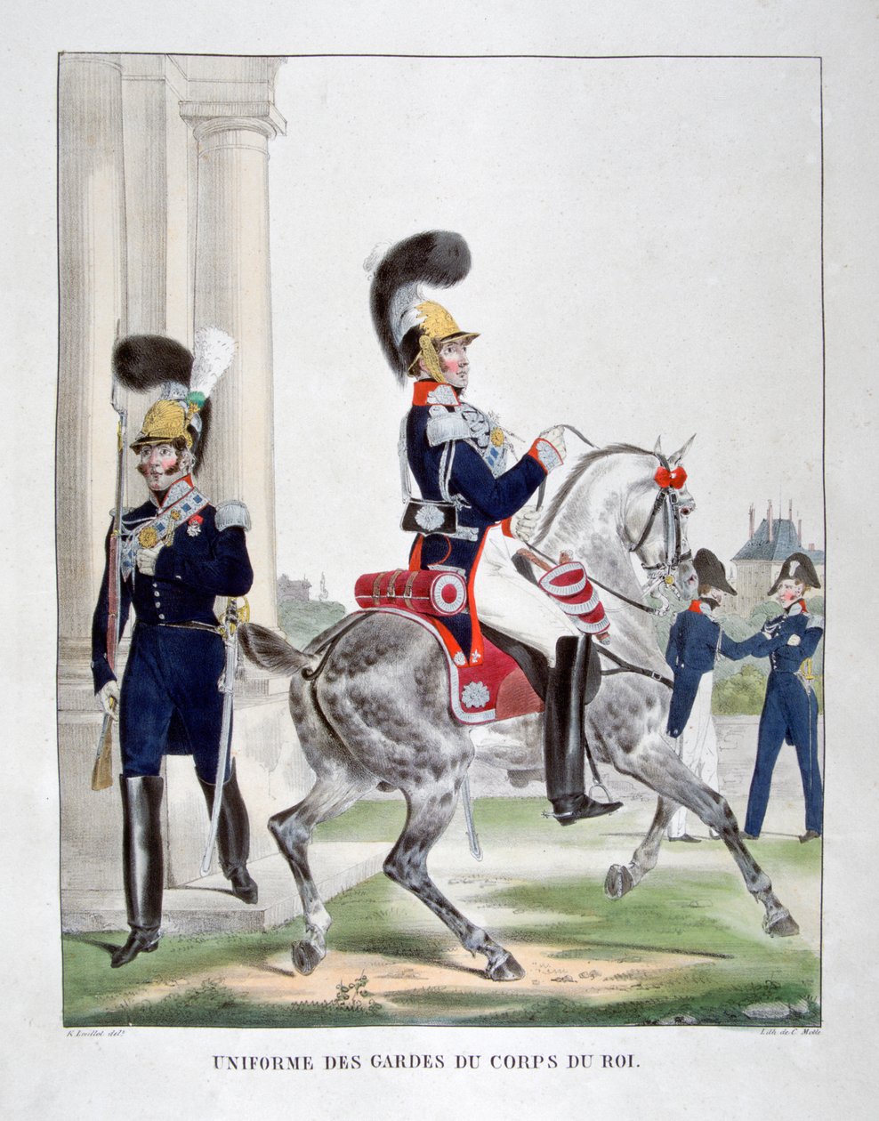 Fardas de guardas do corpo real francês, 1823. de Charles Etienne Pierre Motte