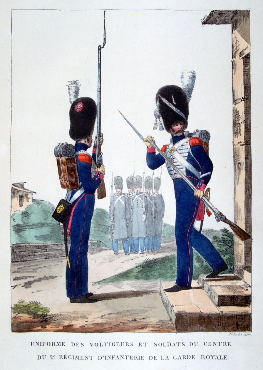 Uniformes da 2ª infantaria da guarda real francesa, 1823. de Charles Etienne Pierre Motte