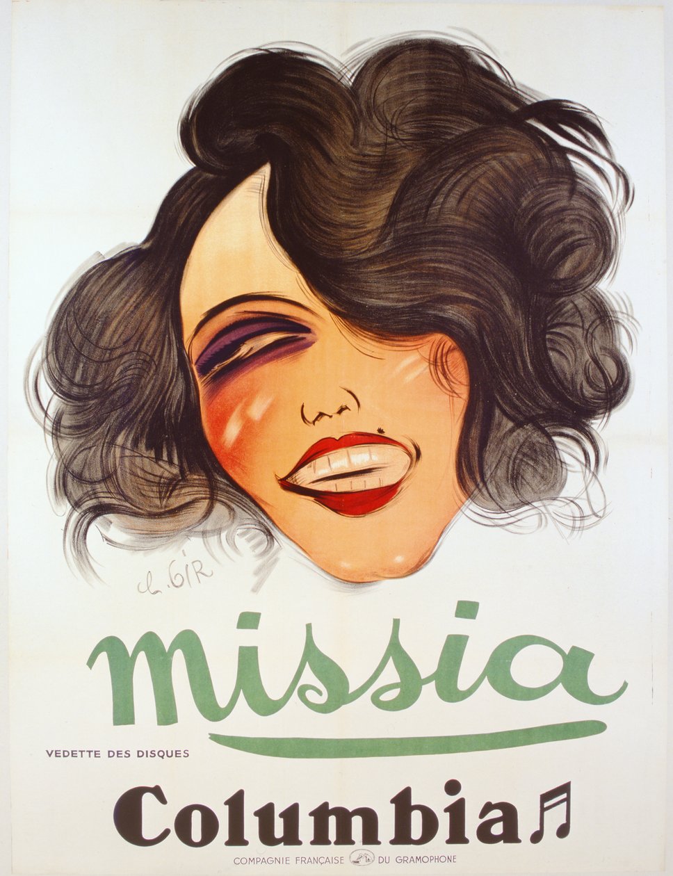 Cartaz da Columbia Records que anuncia a cantora francesa, Missia, c.1935 de Charles Felix Gir