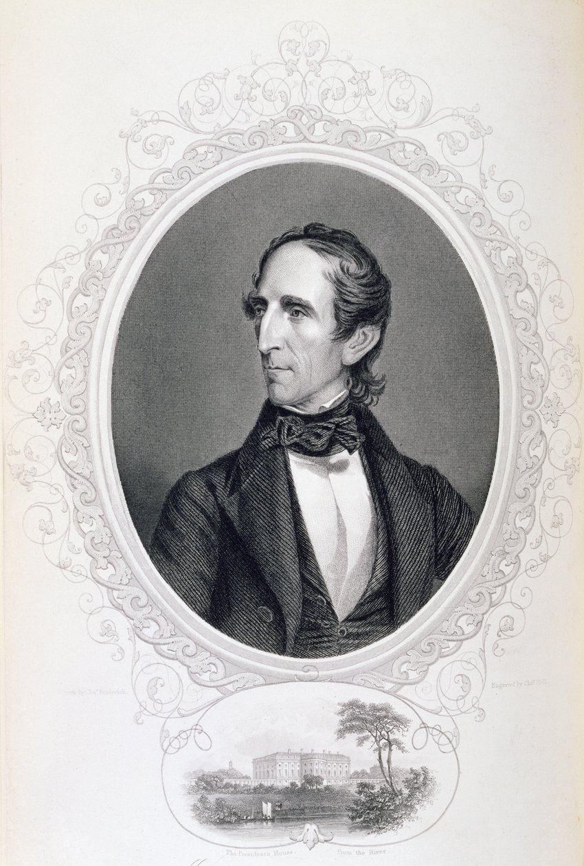 John Tyler, de "A História dos Estados Unidos", vol. II, de Charles Mackay, gravado por C. Holl de Charles Fenderich
