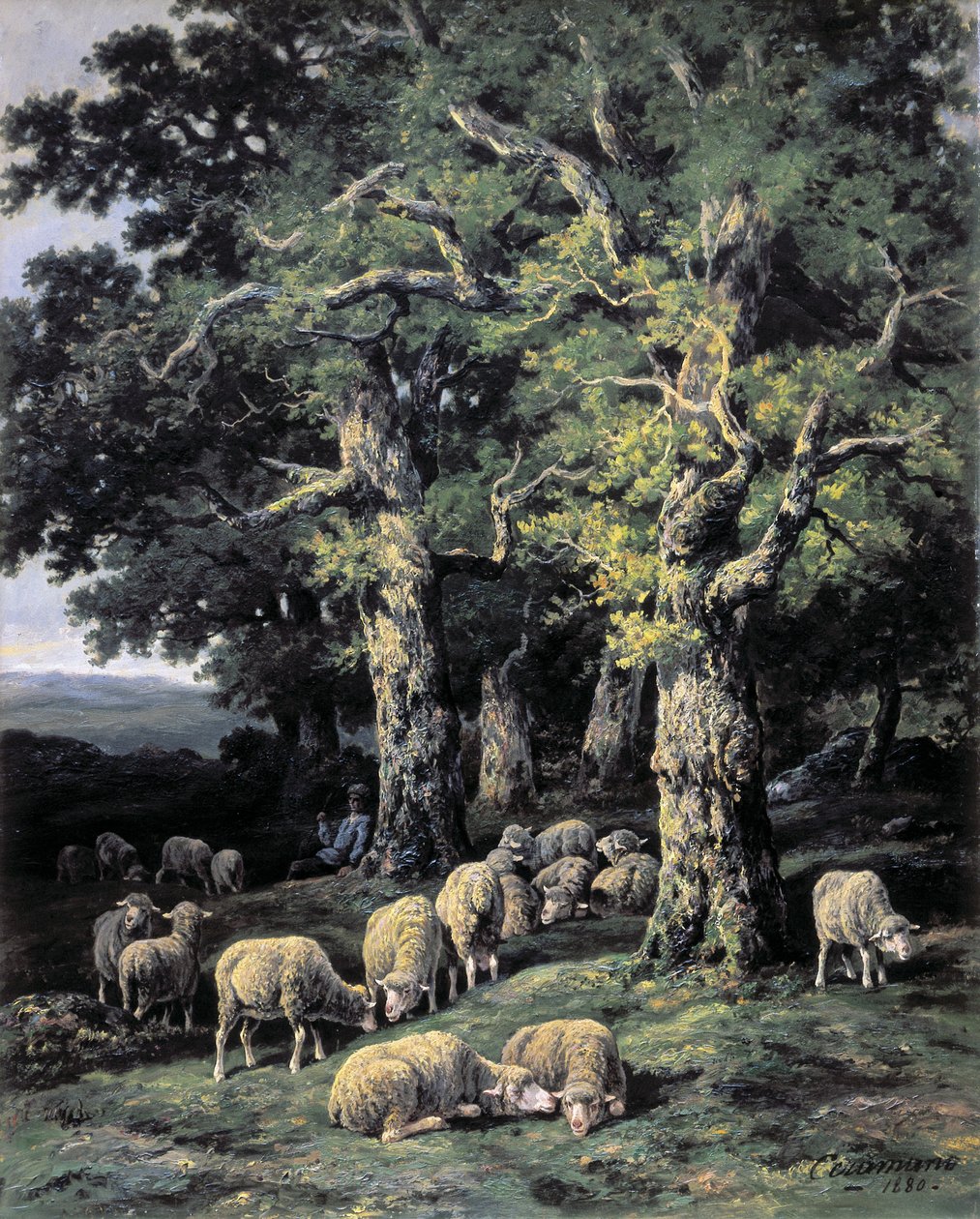 Ovelhas na floresta de Charles Ferdinand Ceramano