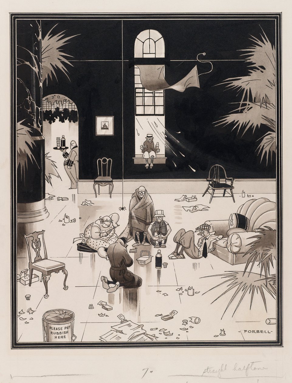 Club Life in America, os Picnickers, antes de 1933 (lavagem com caneta e tinta sobre papel) de Charles Forbell