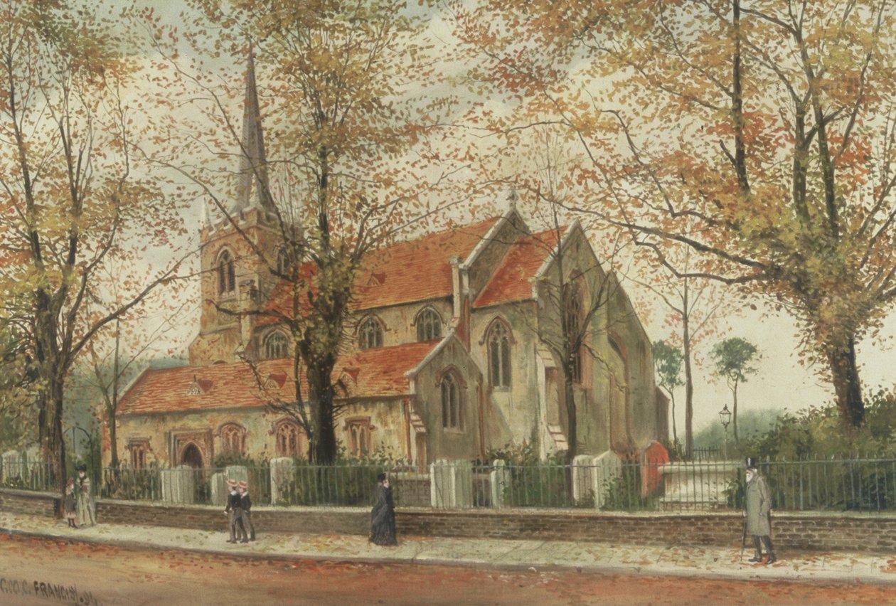 Vista, st, marys, igreja, stoke, newington de Charles Francis