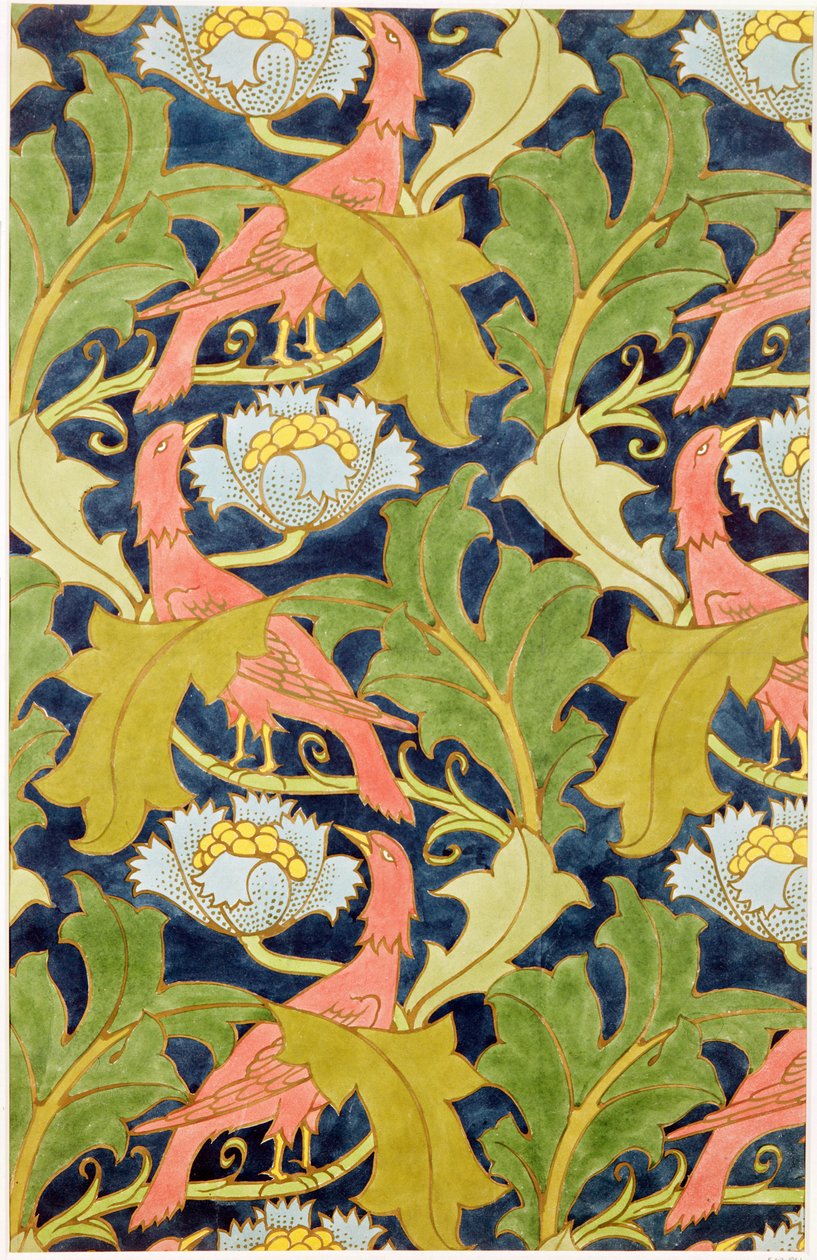 Desenho para linho estampado, impresso por G.O. e J.Baker, c.1893 de Charles Francis Annesley Voysey