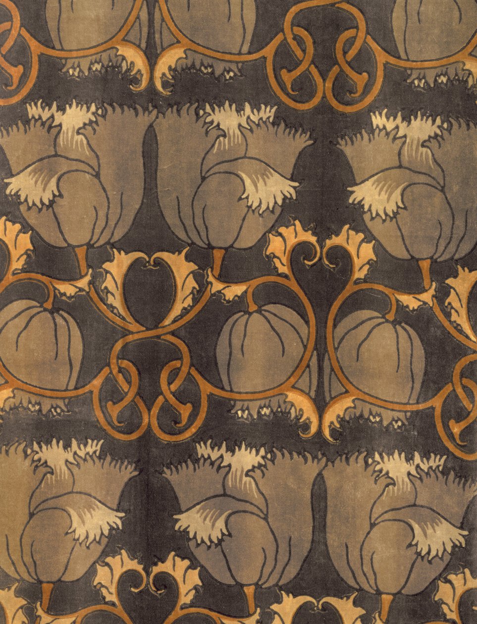 Papoulas, fabricadas por GP & J Baker, c.1888 (veludo impresso) (detalhe) de Charles Francis Annesley Voysey