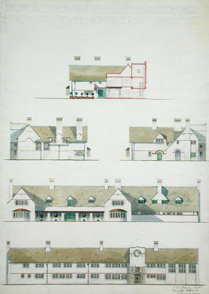 Proposta de casa em Higham Woodford, Essex para Lady Henry Somerset de Charles Francis Annesley Voysey