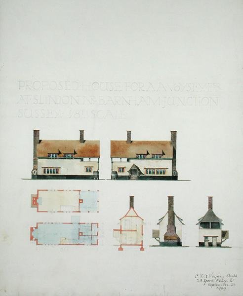 Proposta de casa para A.A. Voysey Esq. em Slindon, perto de Barnham Junction, Sussex de Charles Francis Annesley Voysey