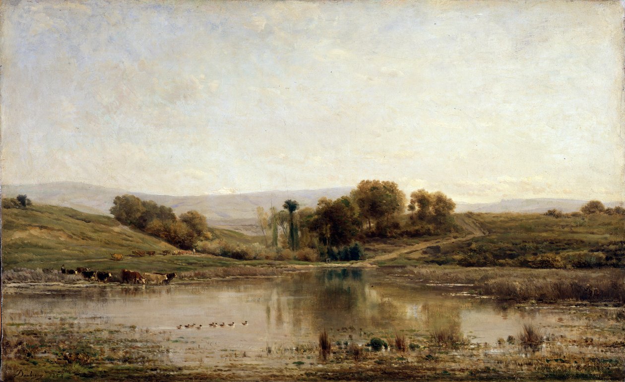 Uma lagoa, 1858. de Charles Francois Daubigny