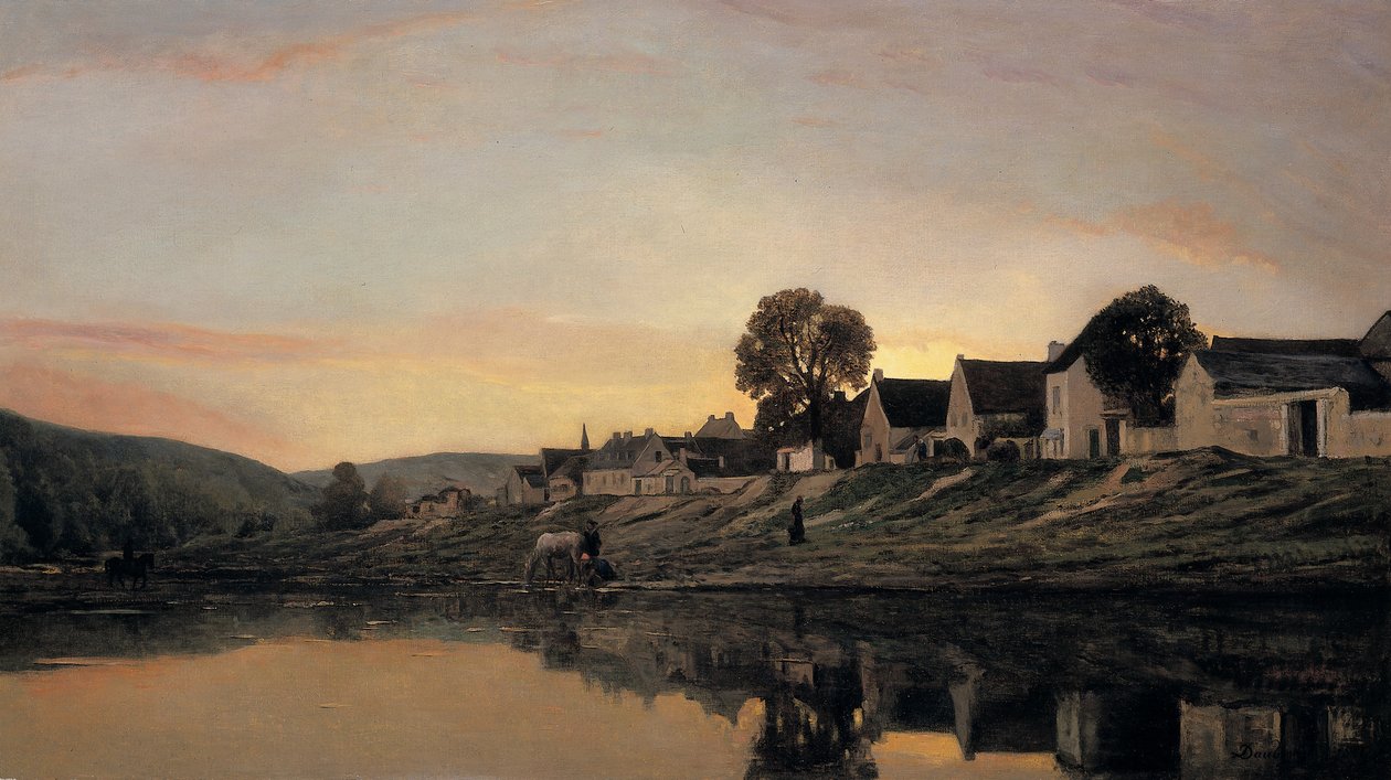 Uma vila perto de Bonnieres, 1861 de Charles Francois Daubigny