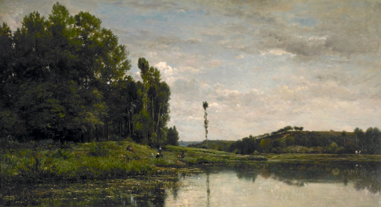 Bancos do Oise em Auvers de Charles Francois Daubigny