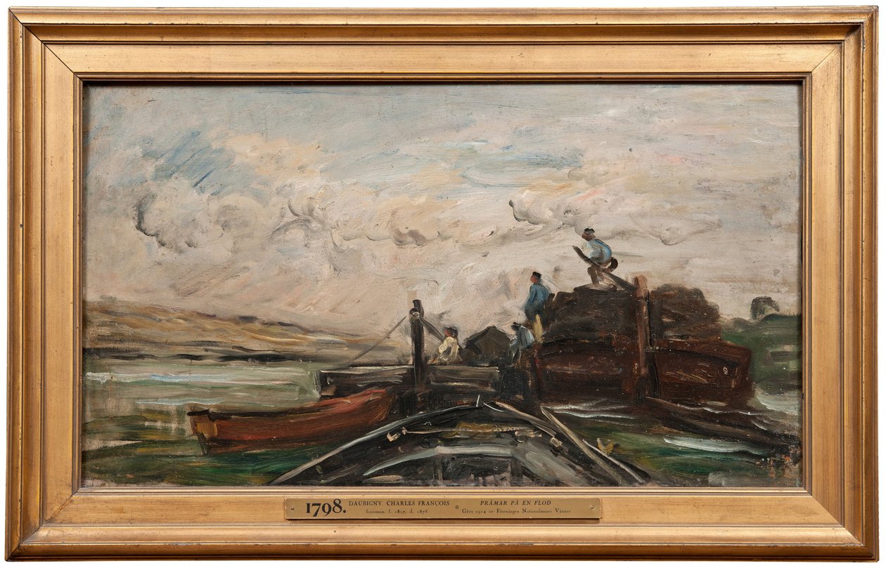 Lastkähne auf einem Fluss de Charles Francois Daubigny