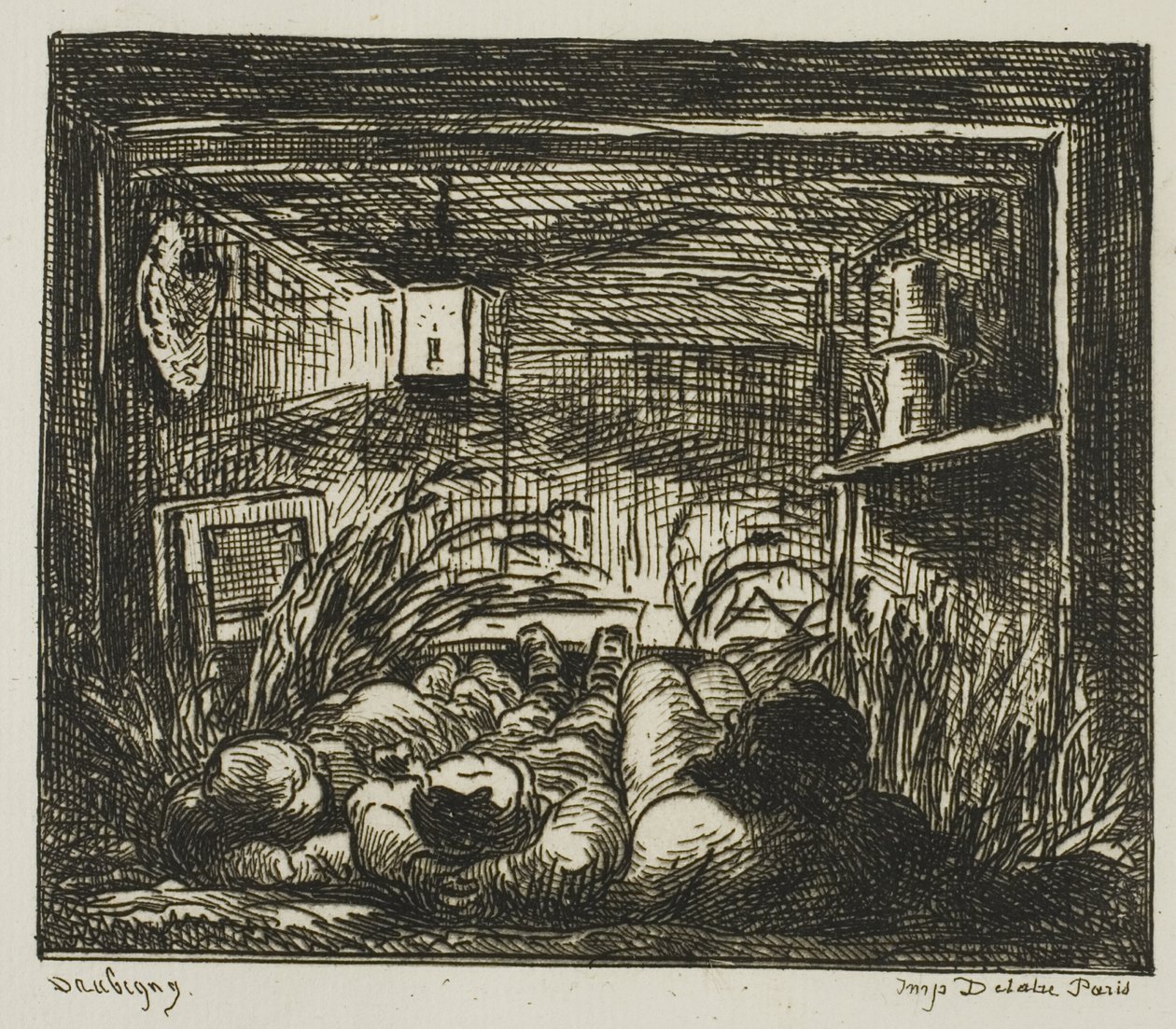 Dormindo no Barco (Noite no Barco) de Charles Francois Daubigny