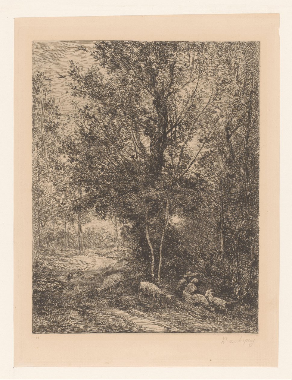 Floresta com pastores de cabras em repouso
Le berger et la bergère de Charles Francois Daubigny