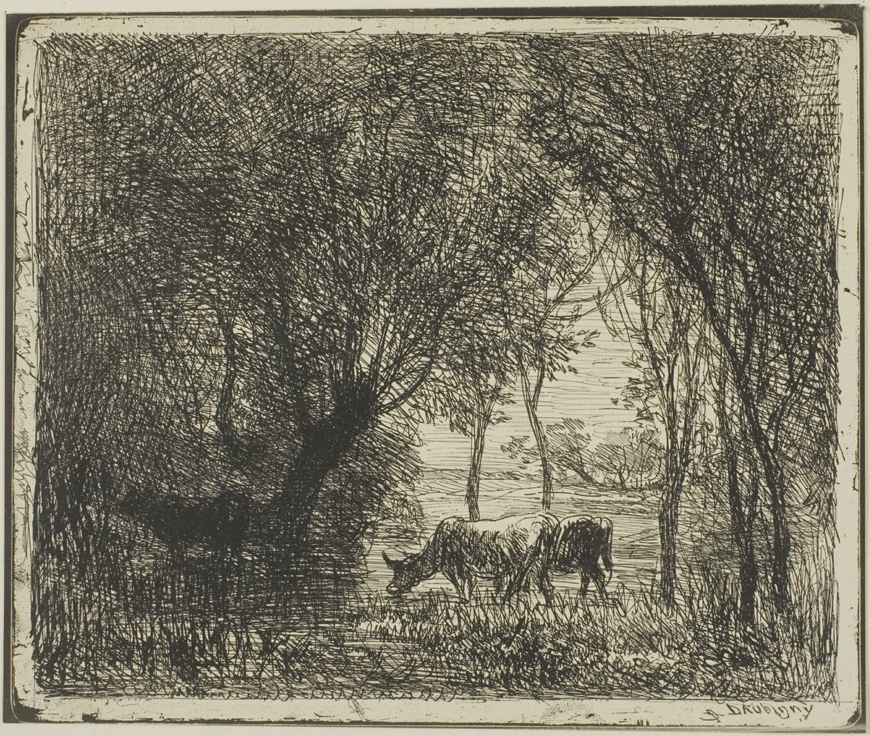Vacas em uma madeira de Charles Francois Daubigny