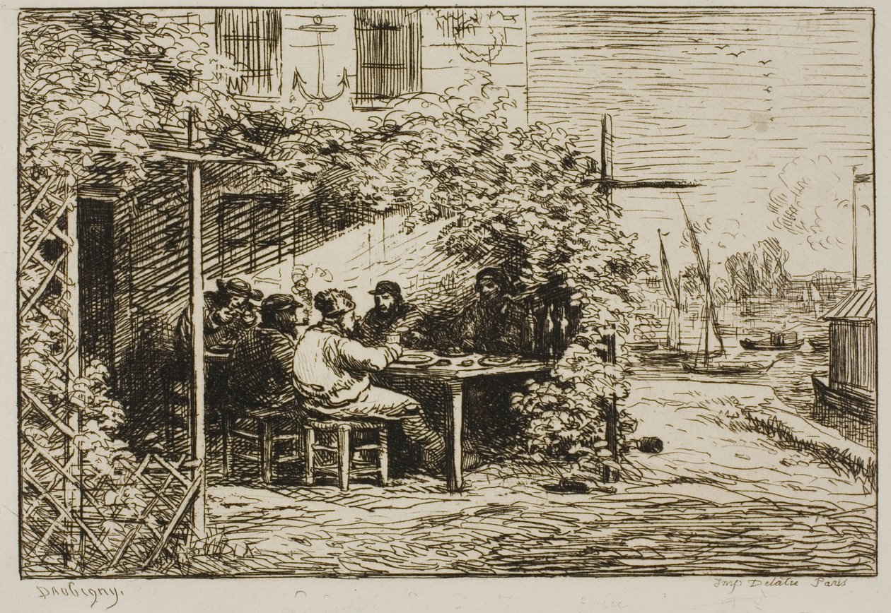 Café da manhã de partida em Asnières de Charles Francois Daubigny