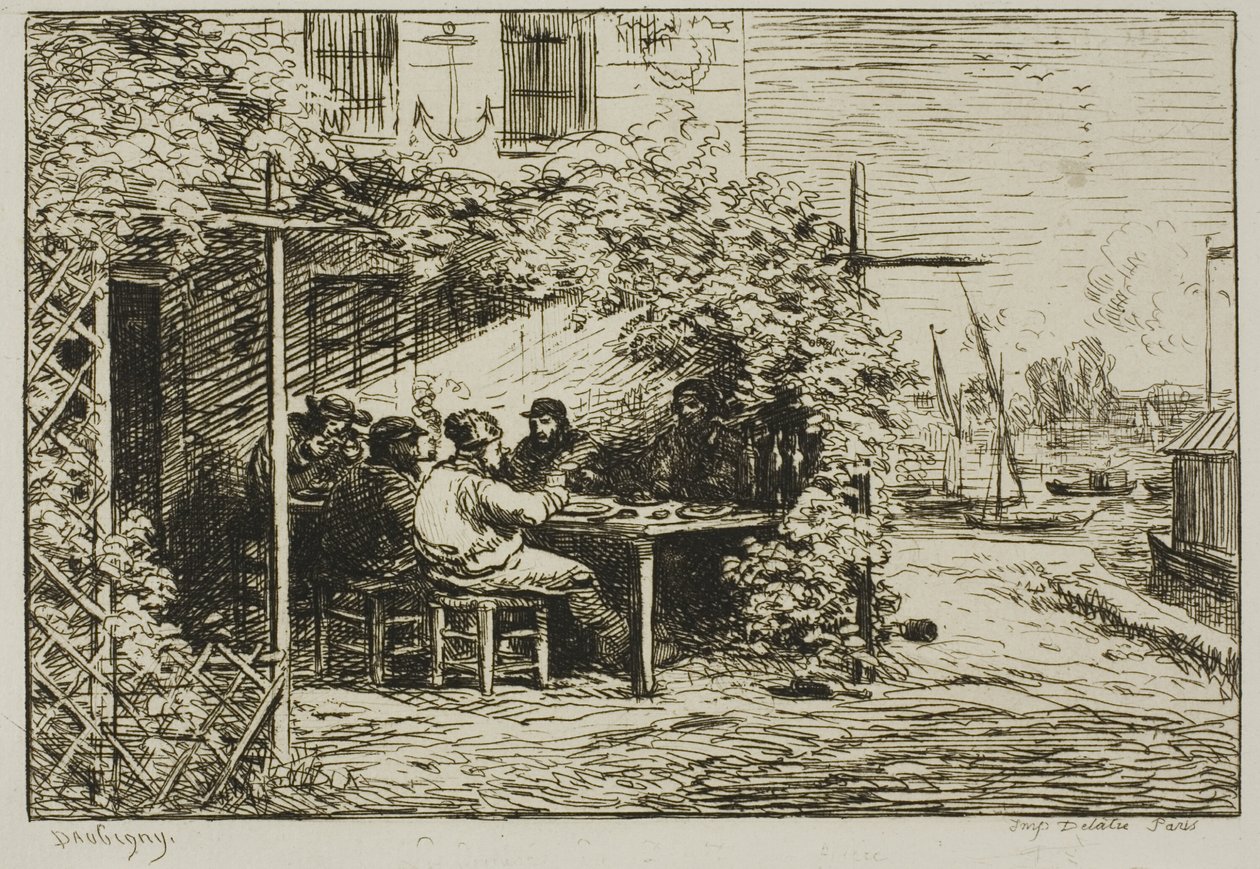 Café da manhã de partida em Asnières de Charles Francois Daubigny