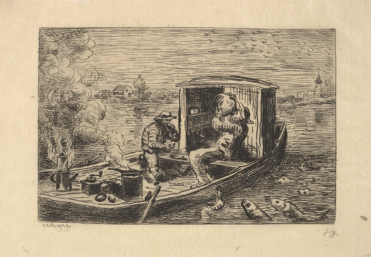 Devorando uma refeição, 1861. de Charles Francois Daubigny