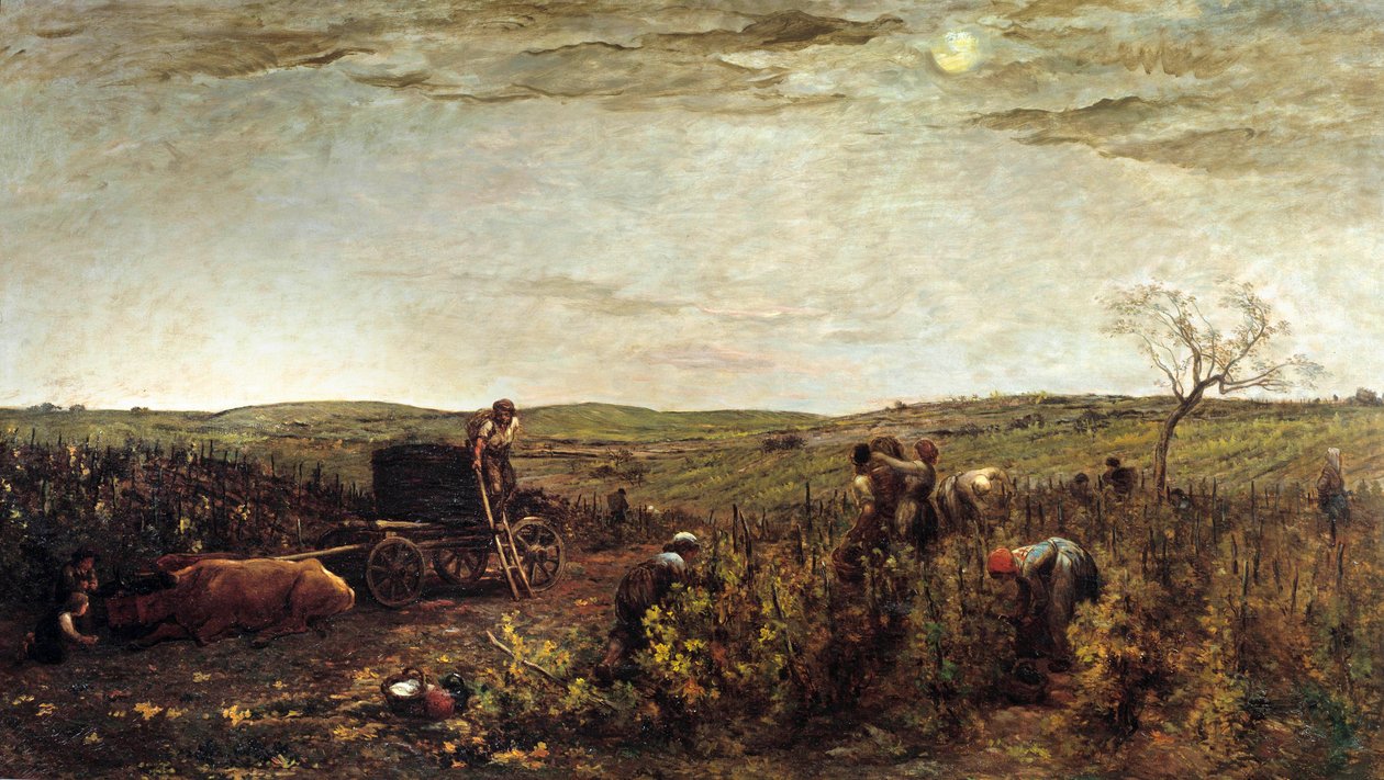 Colheita na Borgonha Pintura de Charles Francois Daubigny (1817-1878) 1863 Sol. 1,72x2,94 m Paris, musee d