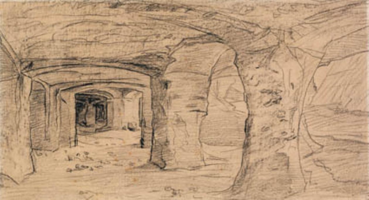 Abóbadas de pedra na pedreira em Auvers-sur-Oise. de Charles Francois Daubigny