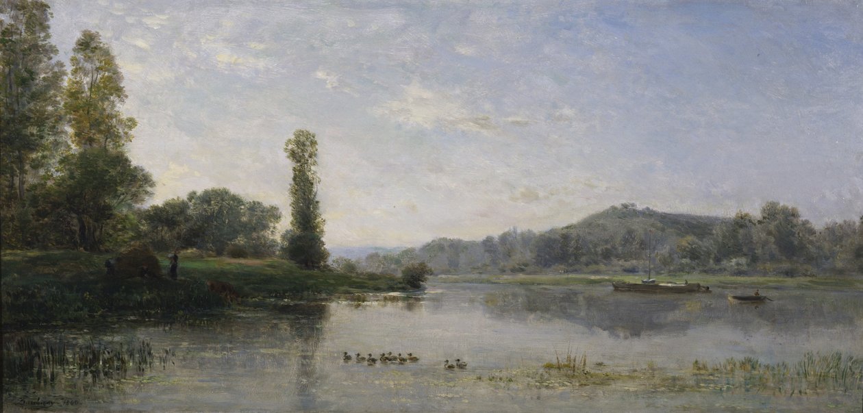 Paisagem com um rio, 1860 de Charles Francois Daubigny