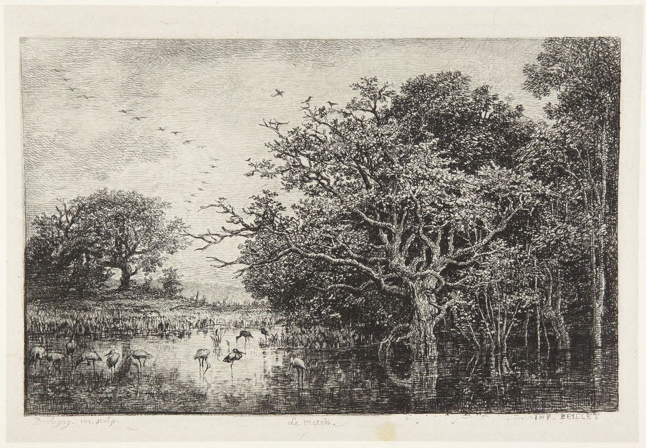 O pântano com cegonhas de Charles Francois Daubigny