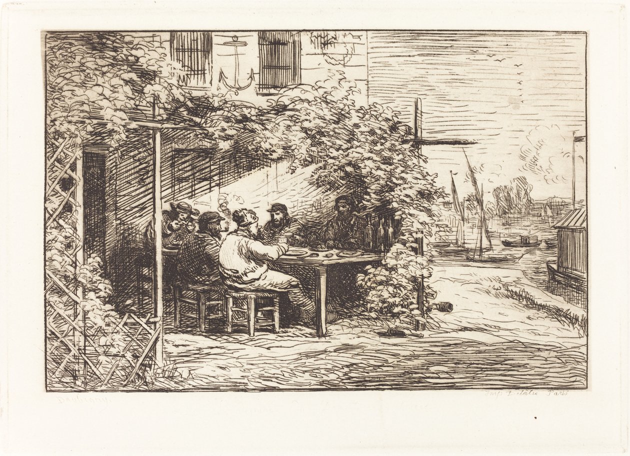 Almoço a caminho de Asnieres (Le Dejeuner du depart a Asnieres) de Charles Francois Daubigny