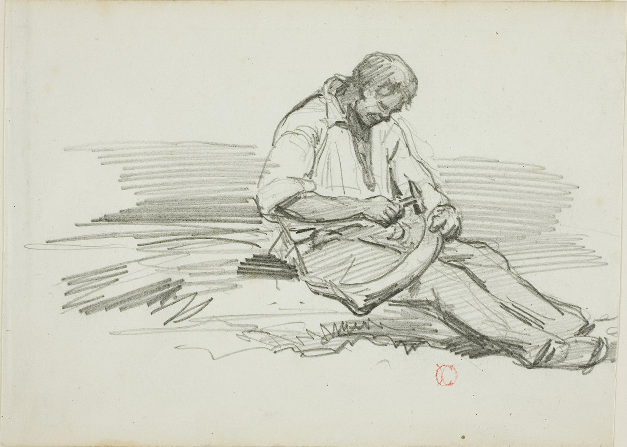 Homem Consertando Foice de Charles Francois Daubigny