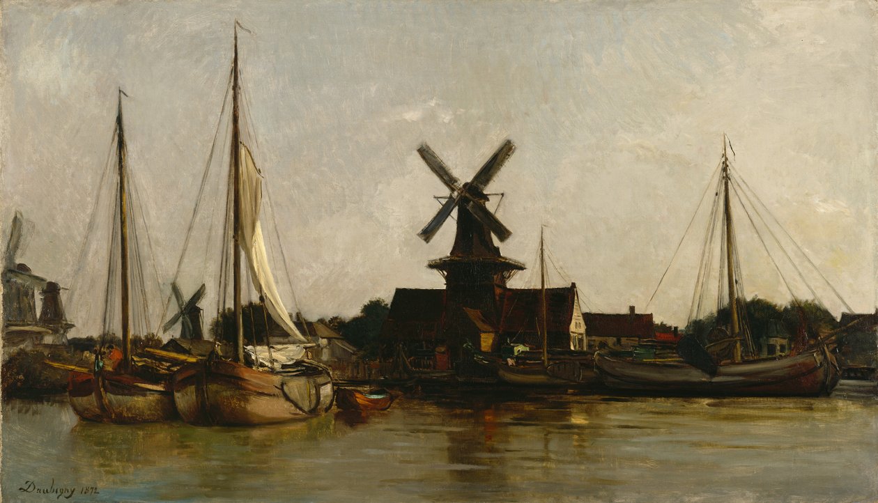 Mills em Dordrecht, 1872 de Charles Francois Daubigny