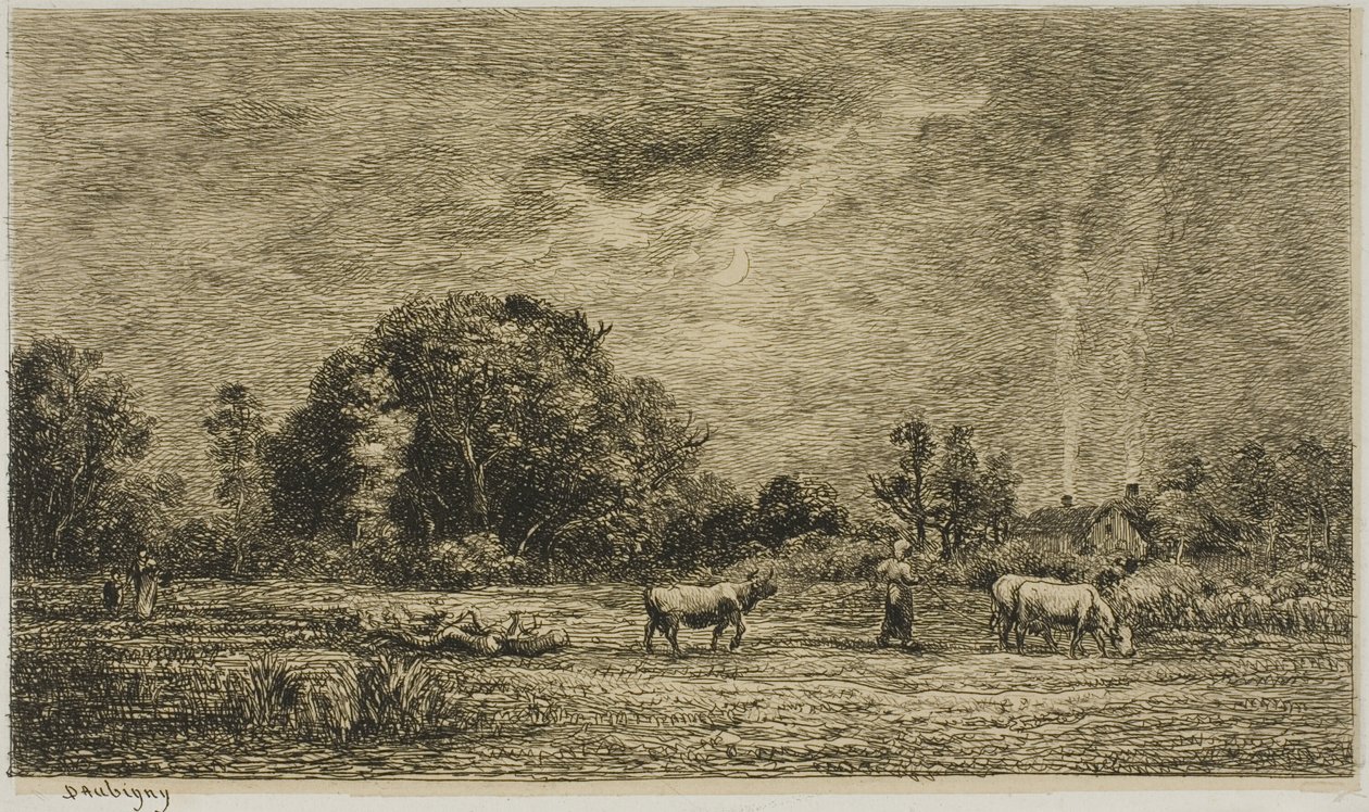 Nascer da lua de Charles Francois Daubigny