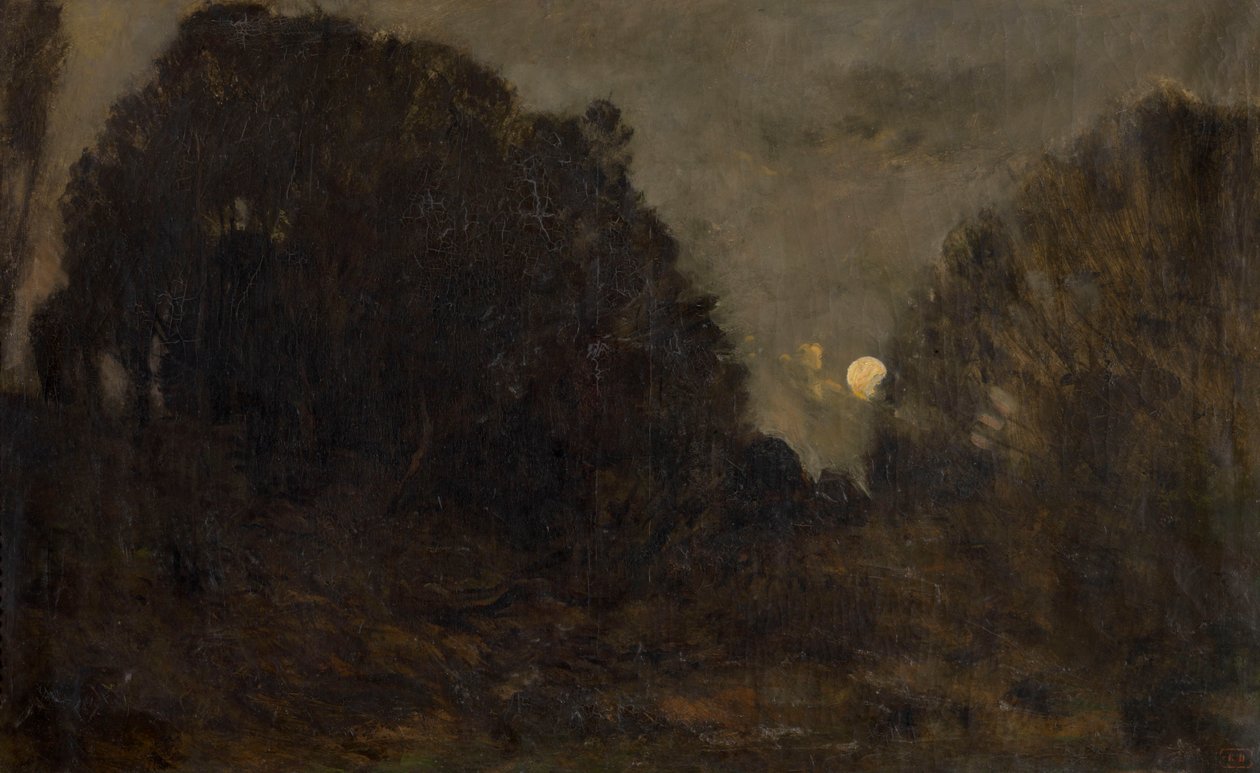Nascer da Lua em Barbizon (óleo sobre tela) de Charles Francois Daubigny