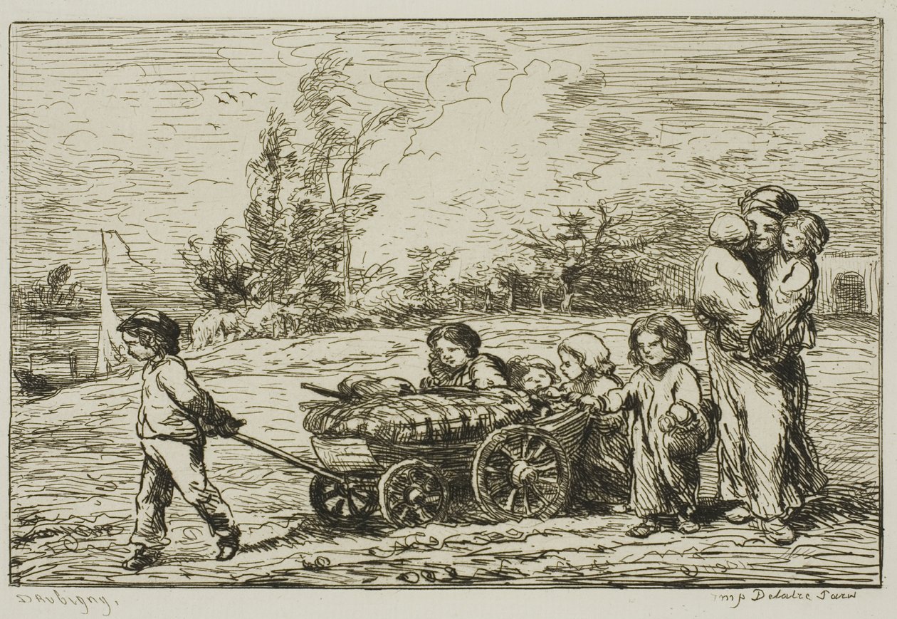 Movendo-se com a carroça (Os móveis do barco) de Charles Francois Daubigny