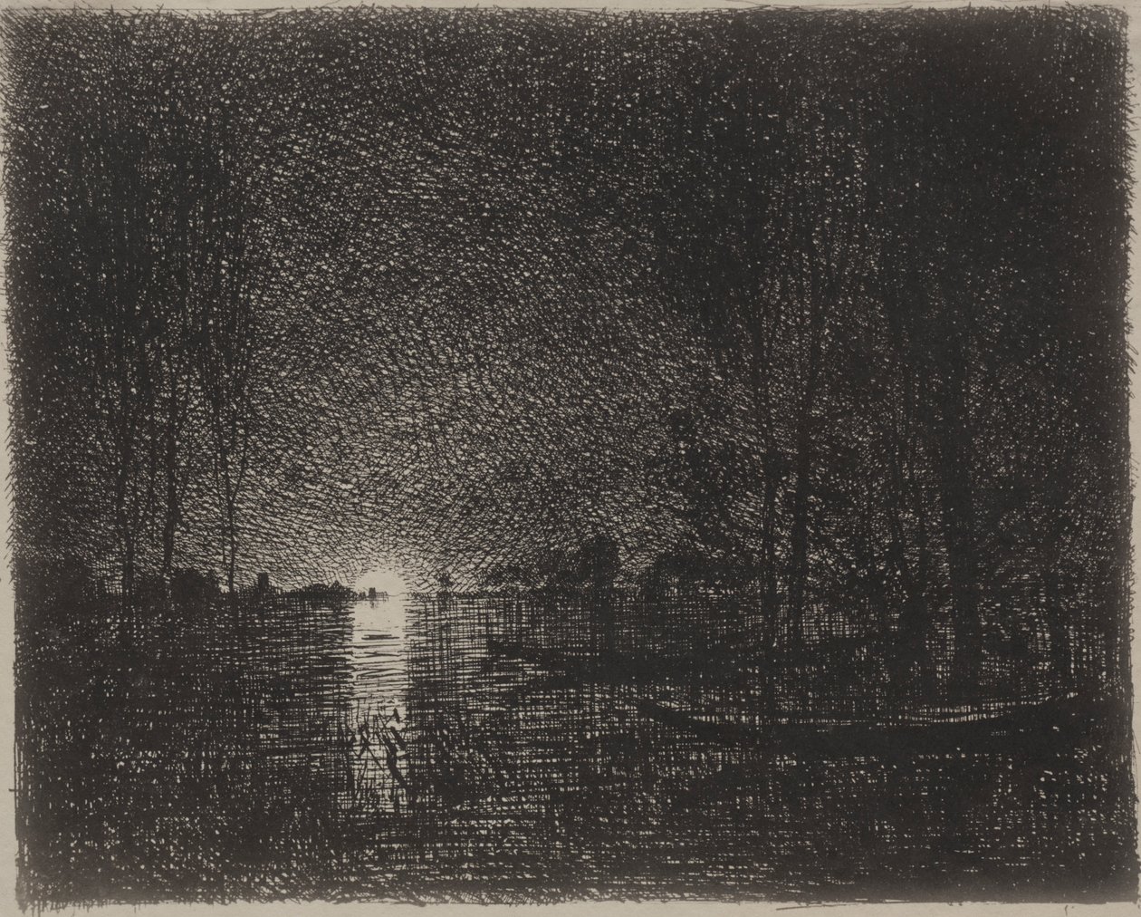 Noturna, impressão original 1862, impressa em 1921. de Charles Francois Daubigny