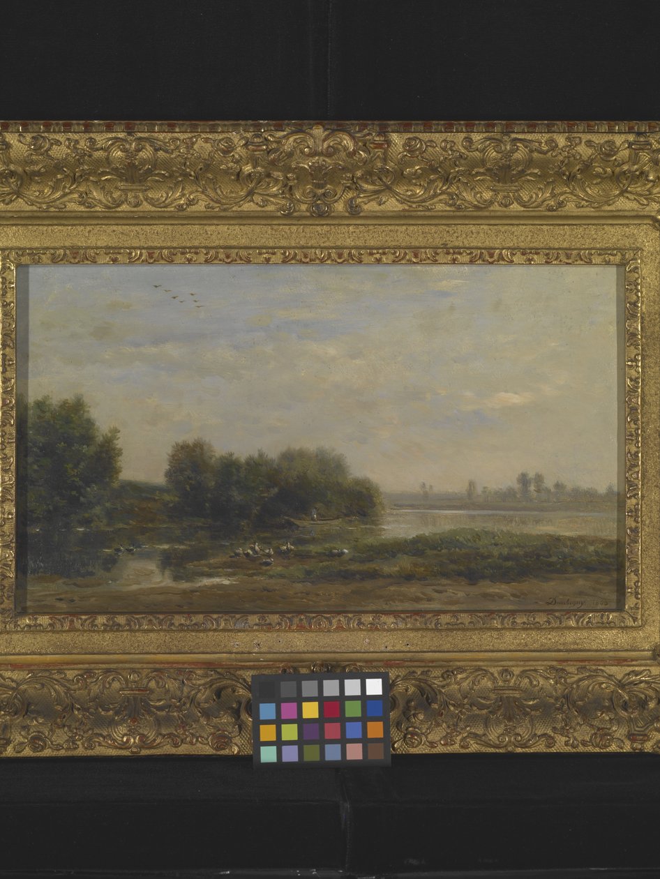 Sobre o Oise (óleo sobre madeira) de Charles Francois Daubigny
