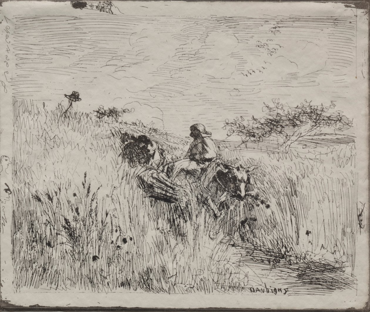 Path Through the Grain Field, impressão original 1862, impressa em 1921. de Charles Francois Daubigny