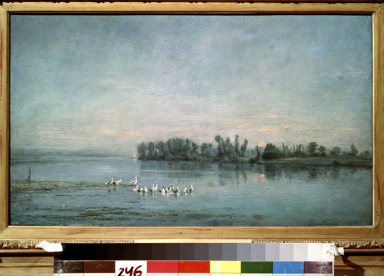 ""Early Morning"" (Manhã) Pintura de Charles-François (Charles Francois) Daubigny (1817-1878) 1858 Museu Pushkin, Moscou de Charles Francois Daubigny