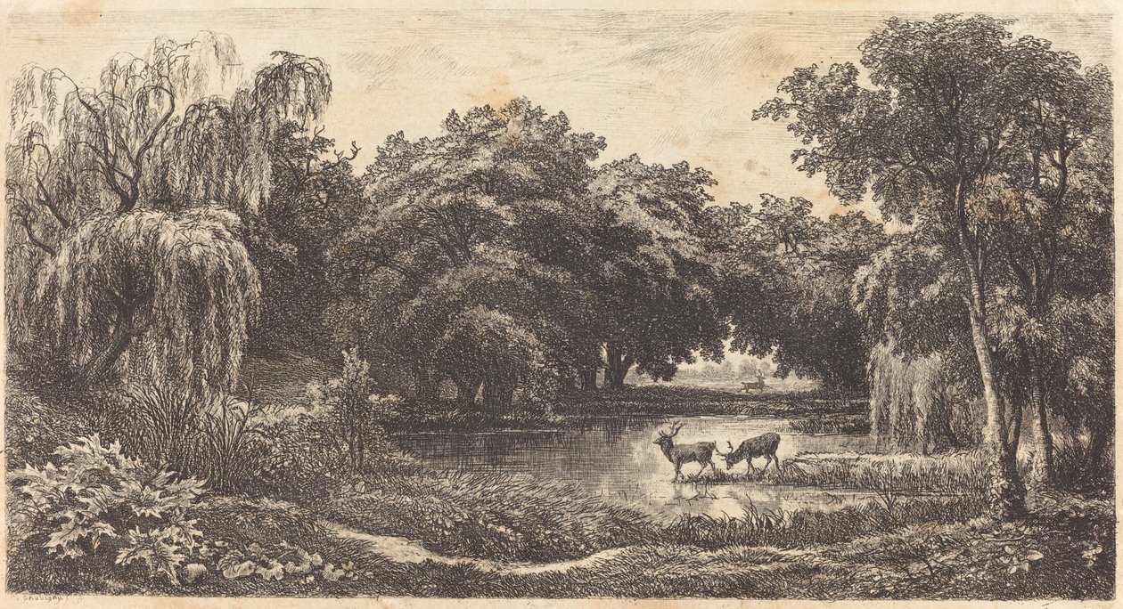 Piscina com veados (La Mare aux cerfs) de Charles Francois Daubigny