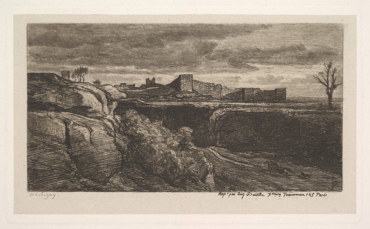 Ruínas do Castelo de Crèmieux Isère, 1850. de Charles Francois Daubigny
