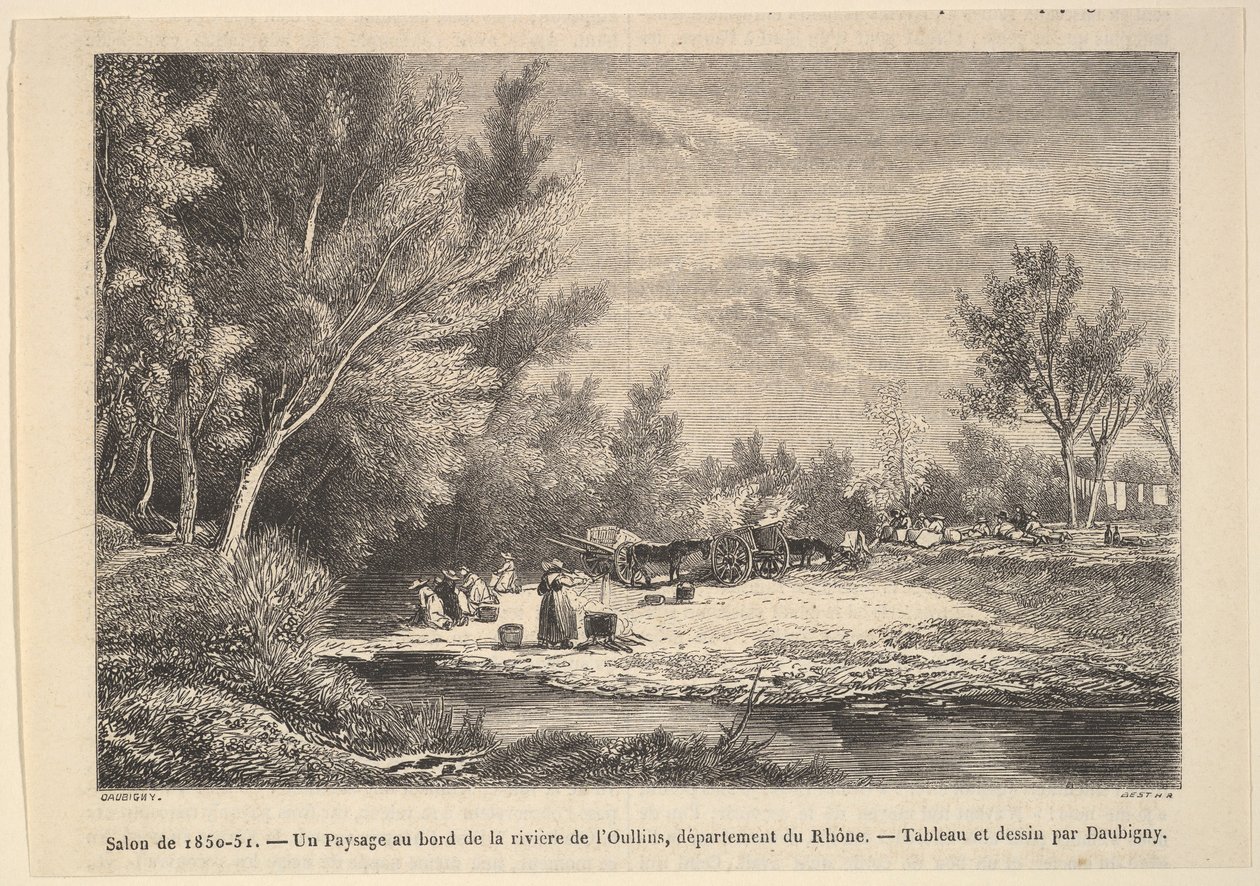 Salon de 1850-51. Paisagem ao longo das margens do rio Oullins, 1850-51. de Charles Francois Daubigny