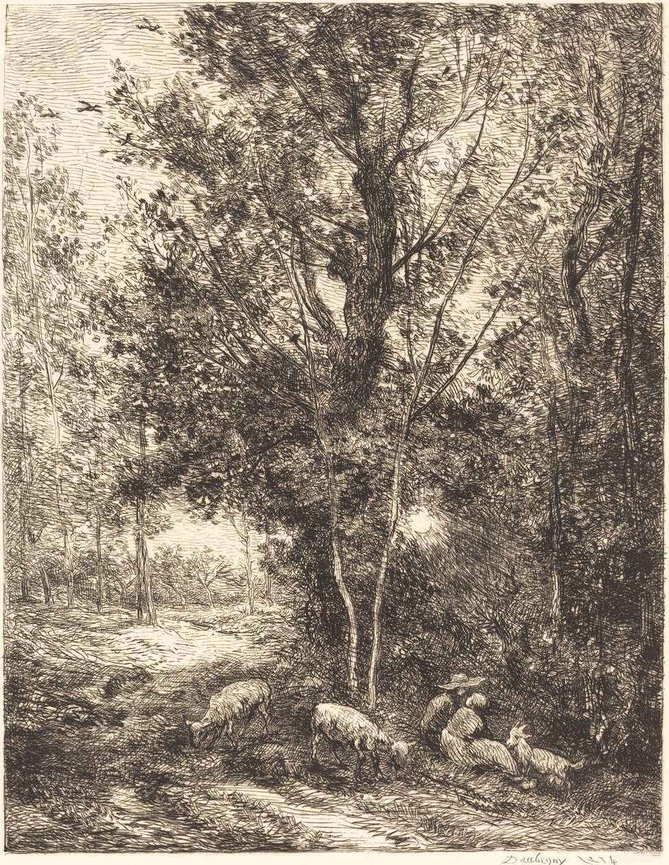 Pastor e Pastora (Le Berger et la bergere) de Charles Francois Daubigny